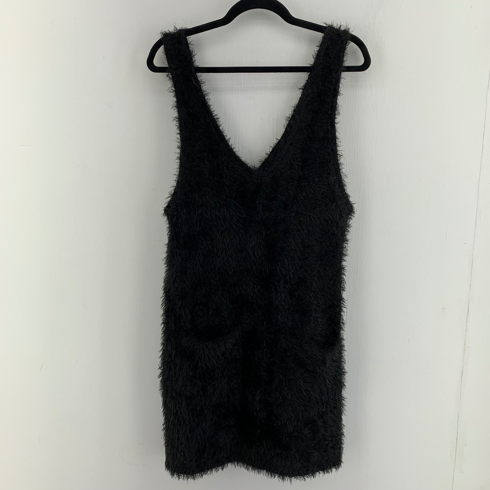 Picota Boutique Whimsigoth Shaggy Eyelash Knit Deep V-Neck Tunic Dress Medium